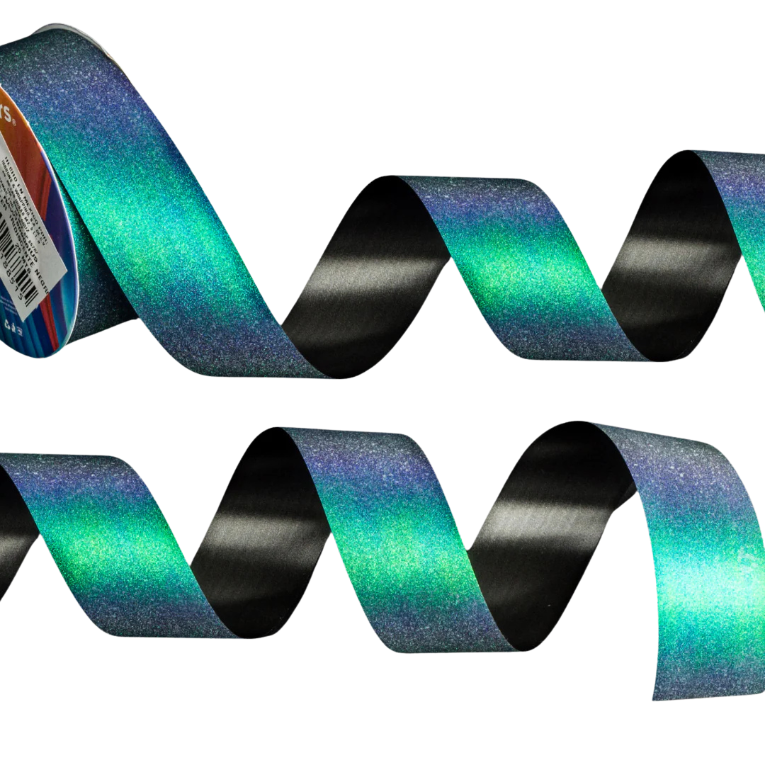 Listón glitter iridiscente - negro