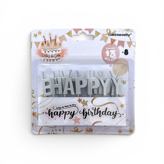 Velas Happy Birthday - Plata