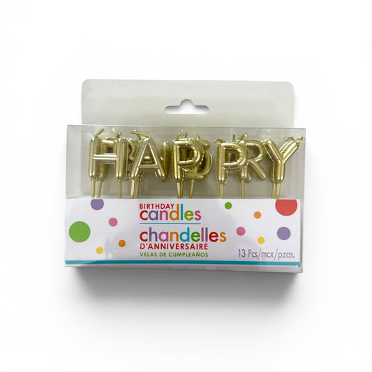 Velas Happy Birthday - Oro