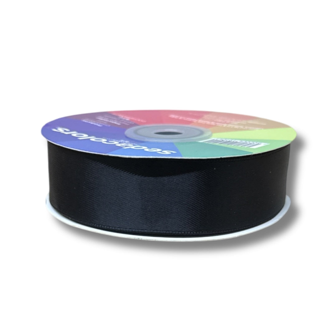 Listón satinado mate 2.5 cm - negro