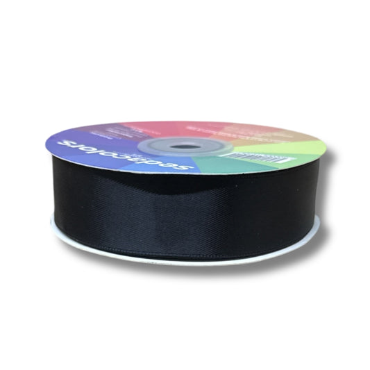 Listón satinado mate 2.5 cm - negro