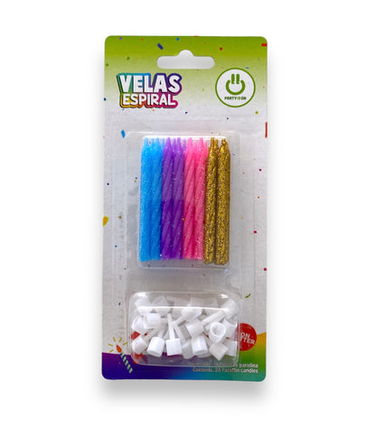 Velas Espiral Surtido Glitter