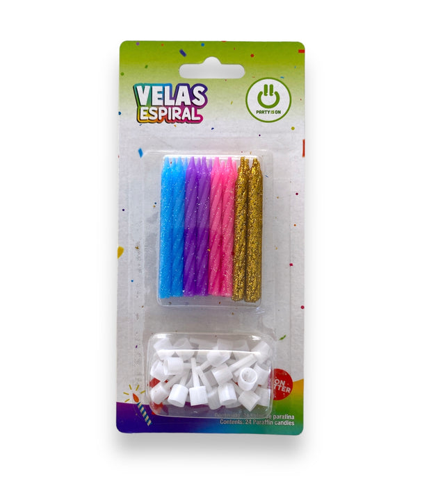 Velas Espiral Surtido Glitter
