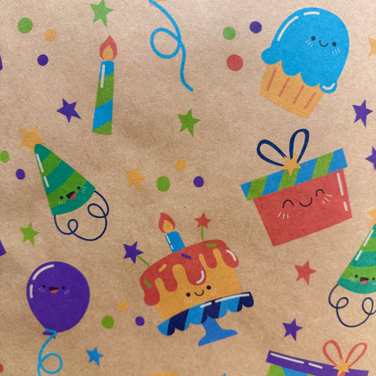 Papel de regalo en pliego - Cumpleaños (25 Pliegos)