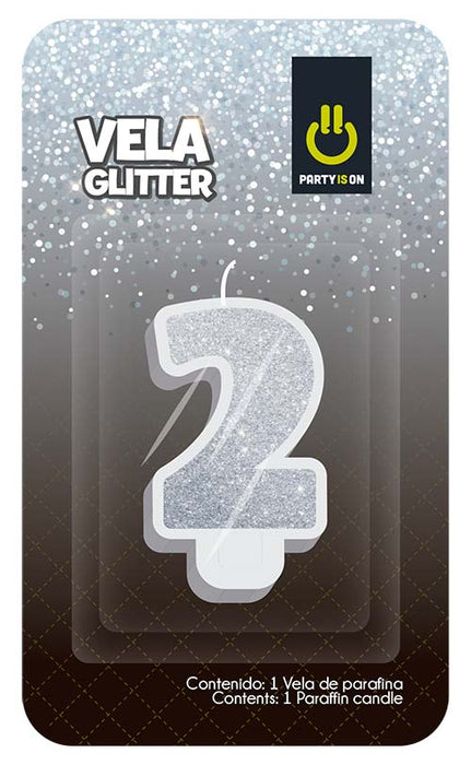 Velas Glitter Plata