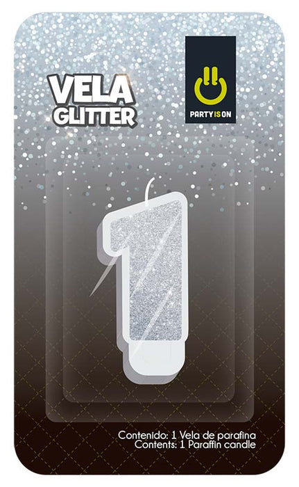 Velas Glitter Plata