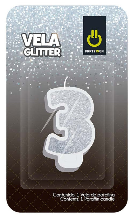 Velas Glitter Plata