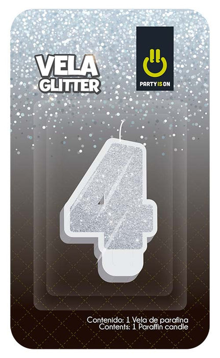 Velas Glitter Plata