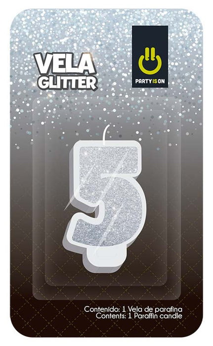 Velas Glitter Plata