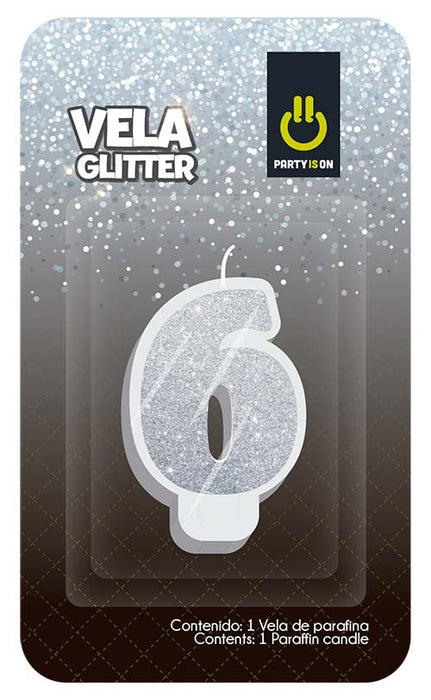 Velas Glitter Plata