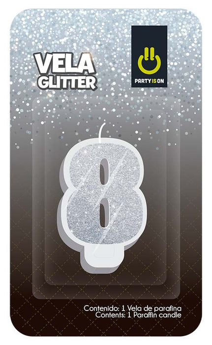 Velas Glitter Plata