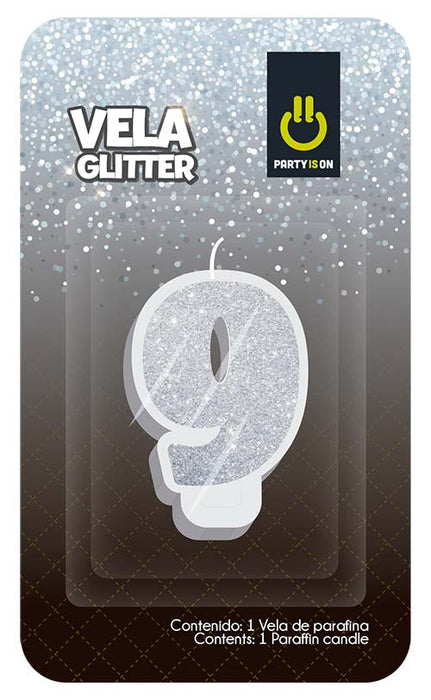 Velas Glitter Plata