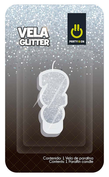 Velas Glitter Plata