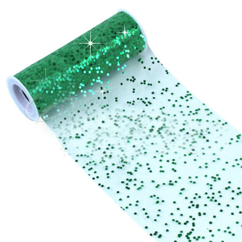 Tul Con Diamantina Verde Esmeralda