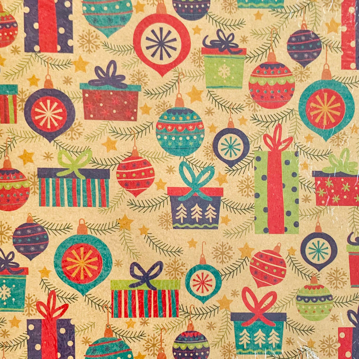 Papel de Regalo Navidad 55 ( 25 Pliegos Papel Kraft)